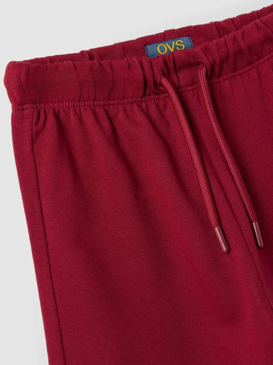 Red pure cotton trousers with elasticated waist and bow for girls_3