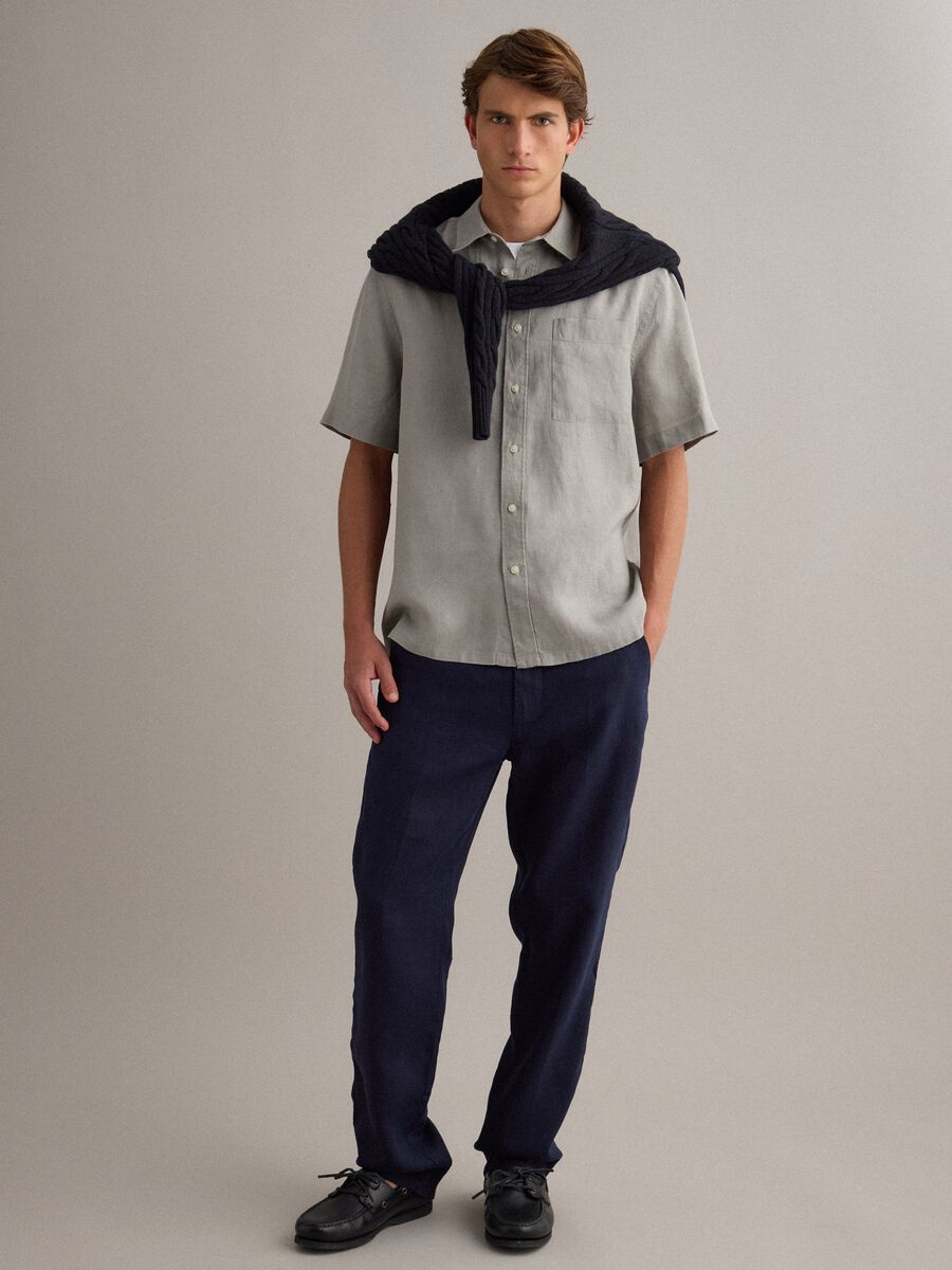 Graues Regular Fit Hemd aus reinem Leinen_2