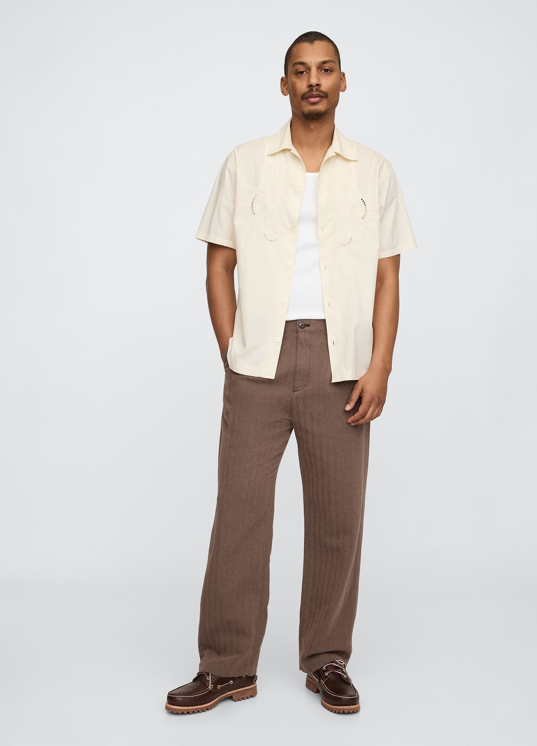 Brown Linen and Cotton Trousers