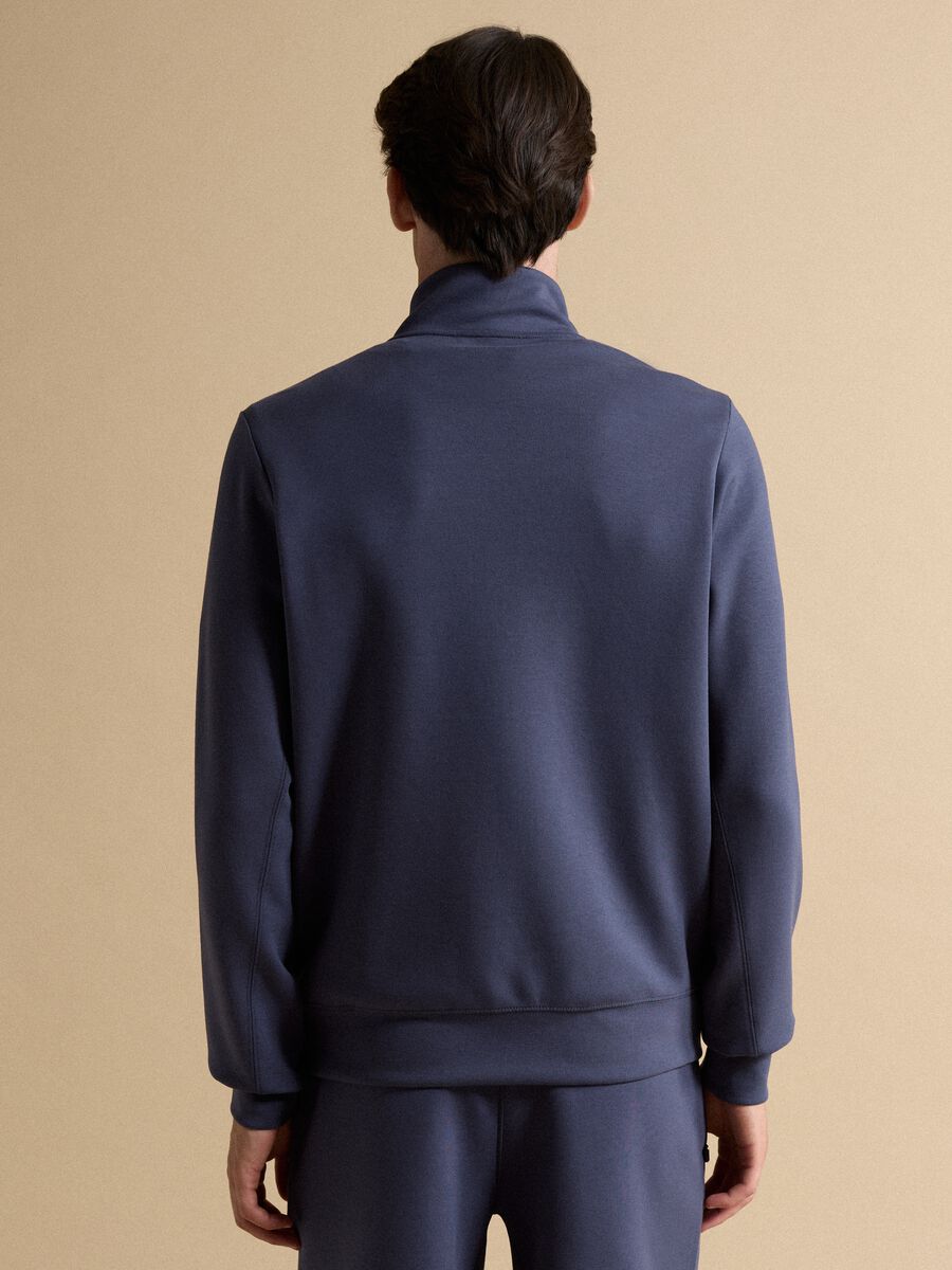 Blaue Full-Zip-Jacke mit Kragen aus elastischem Easy-Dry-Gewebe, Regular Fit_3