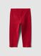 Red stretch organic cotton leggings with bow details for baby girl_1