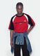 Red pure cotton T-shirt with front slogan relaxed fit_3