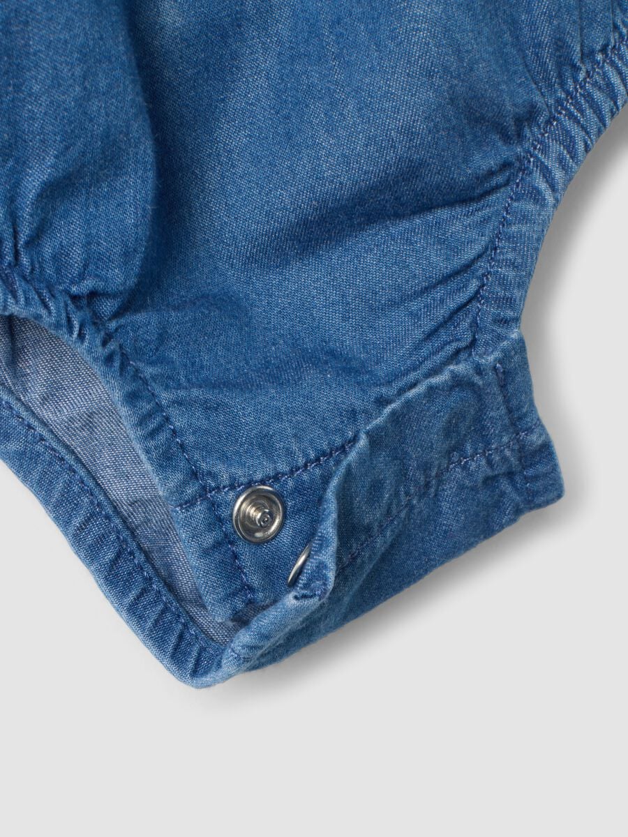 Blue pure cotton bodysuit with crew neck_2