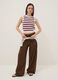 Brown Pure Cotton Wide Leg Trousers_0