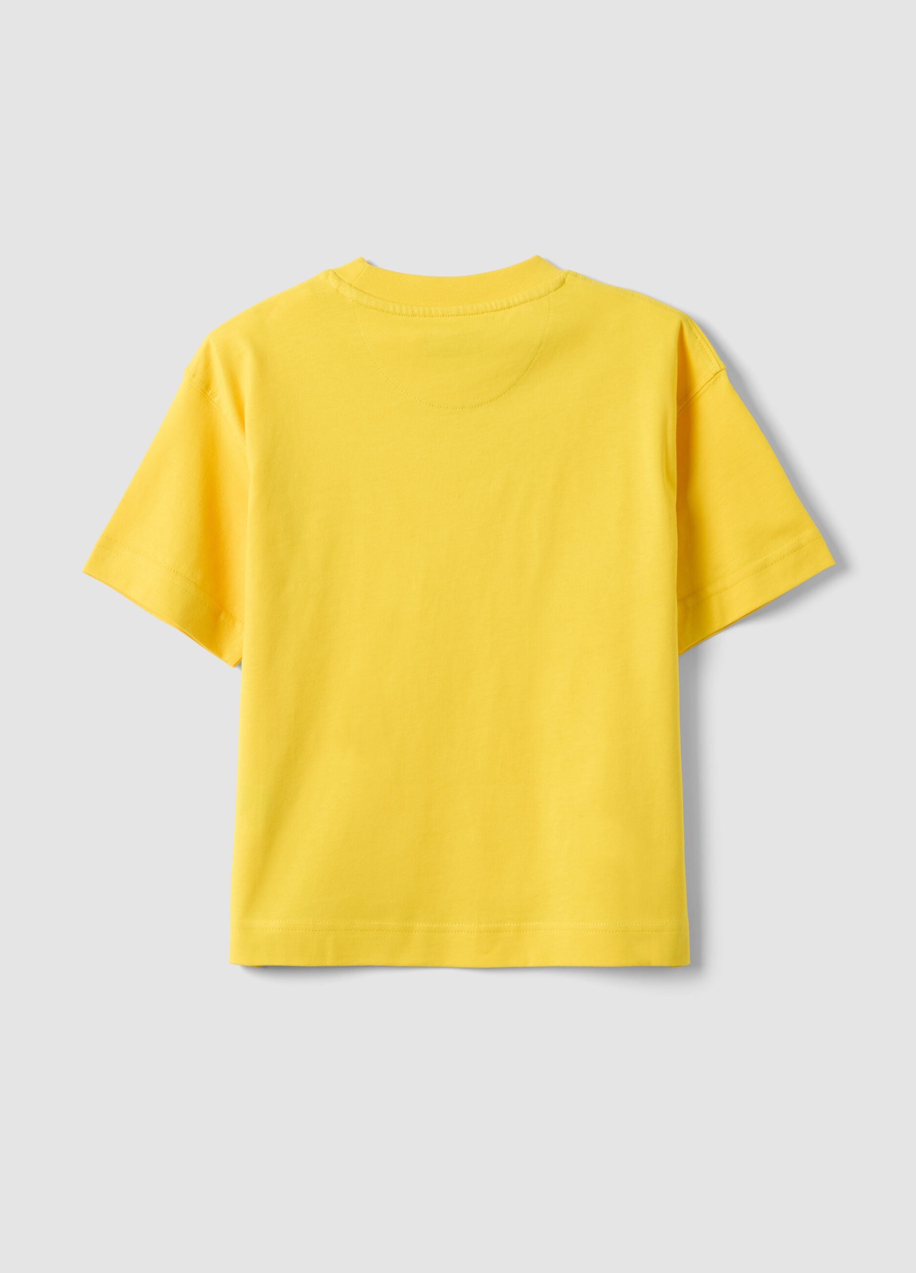 Kids' oversized fit yellow pure cotton t-shirt