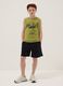 Green and blue pure cotton set with vest top and shorts_0