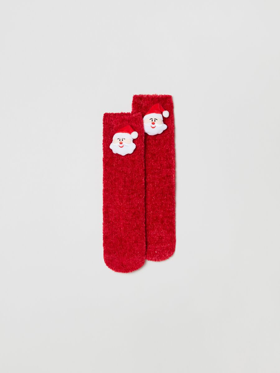 Chenille socks with Christmas appliqué detail_0