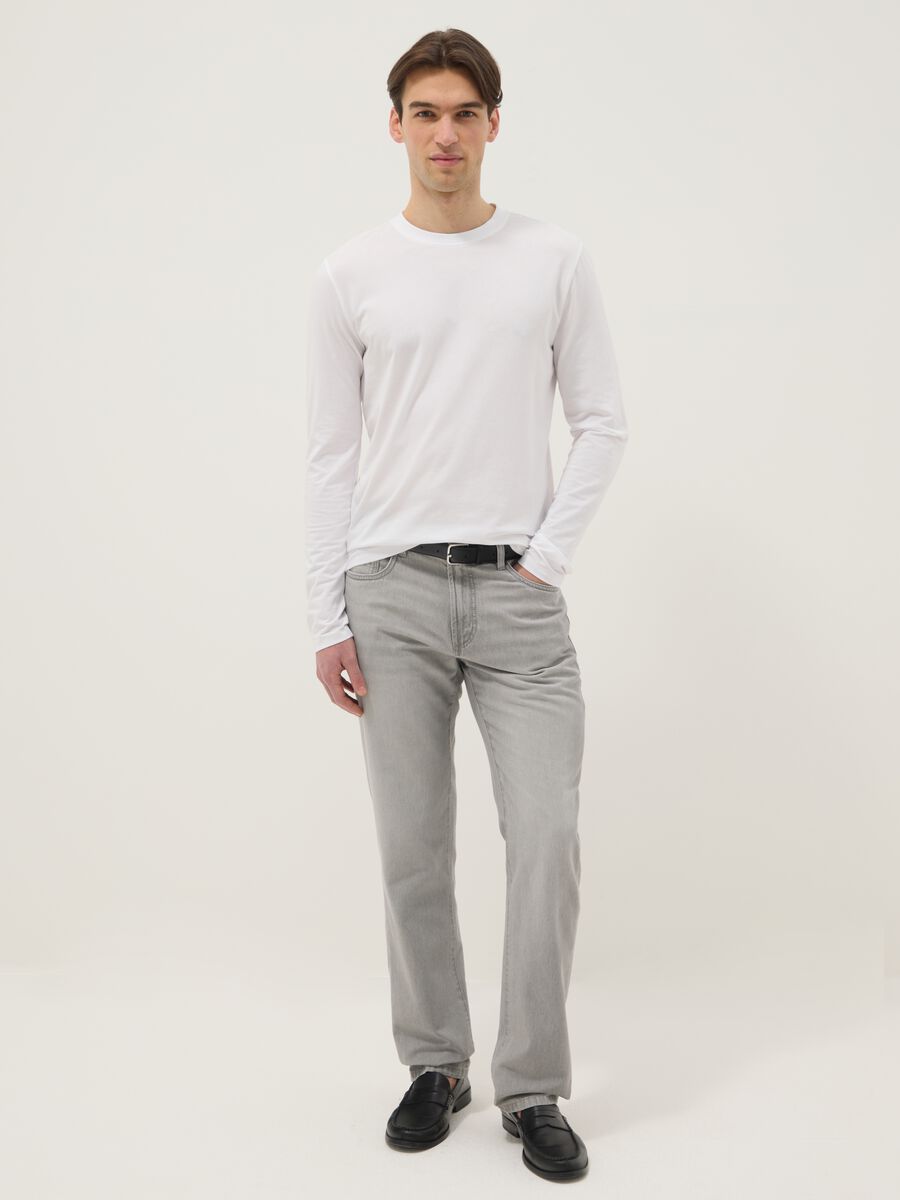 Grey Regular Fit Denim Pure Cotton Jeans_0