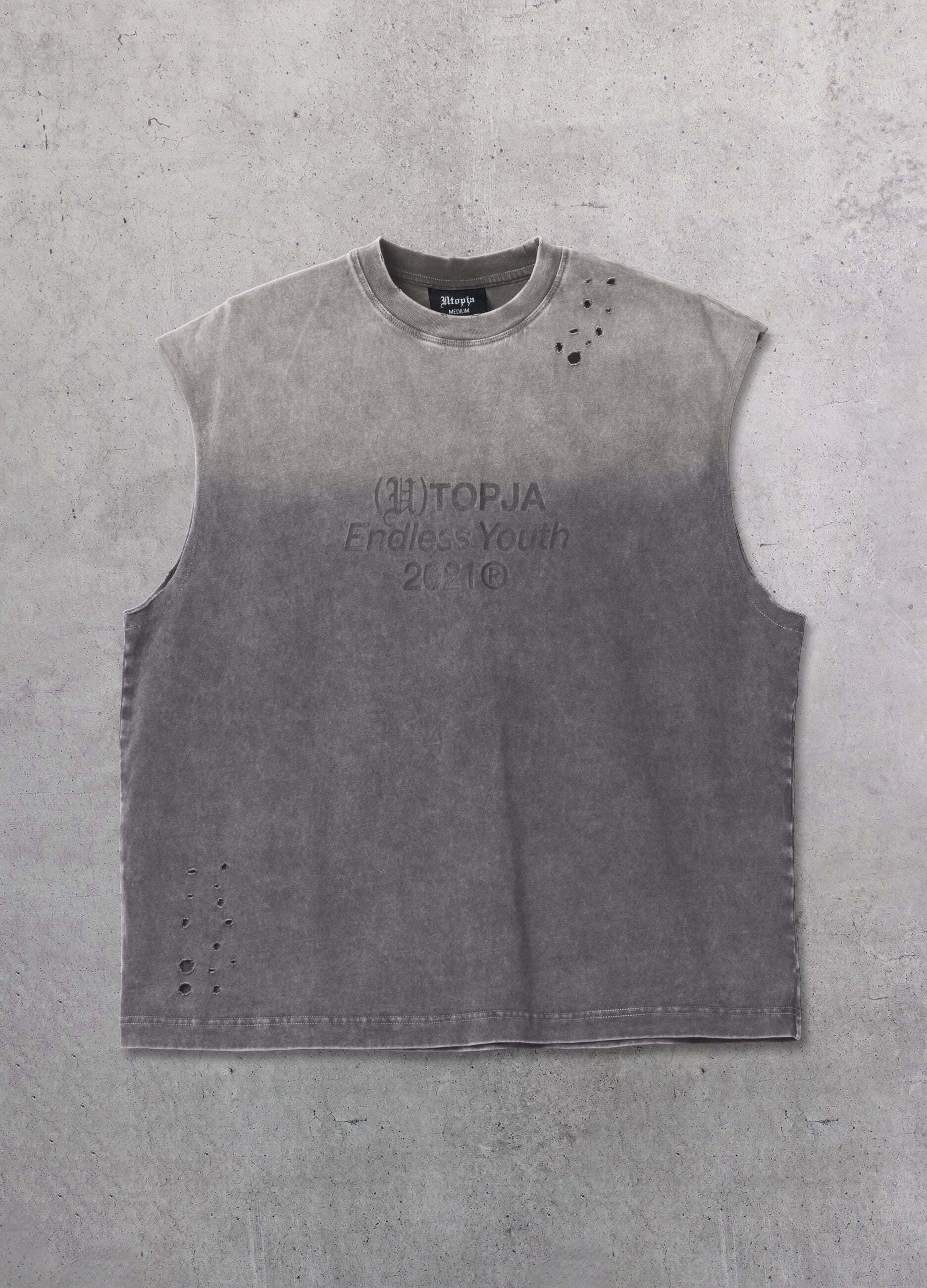 Sunfaded Distressed Tank Top Vintage Grey