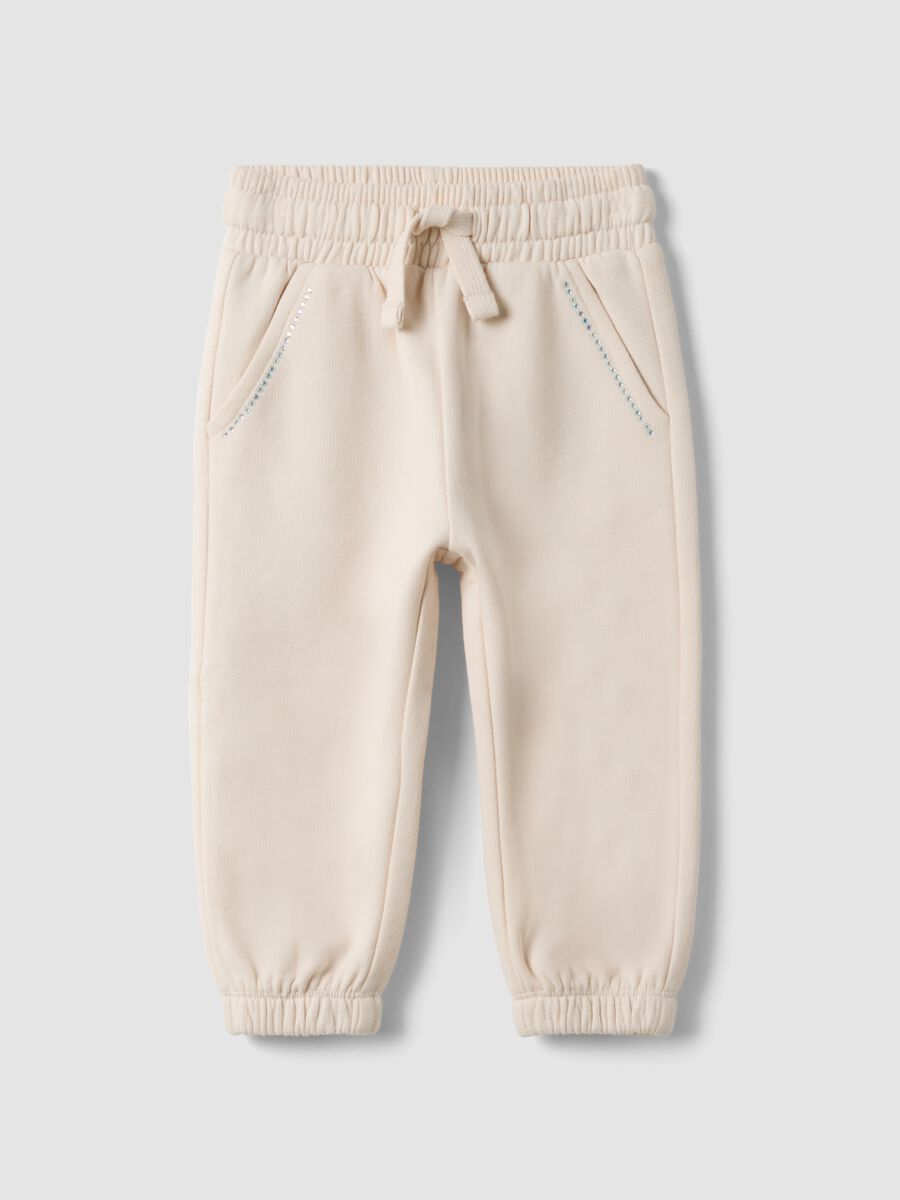 Beige pure cotton joggers_0