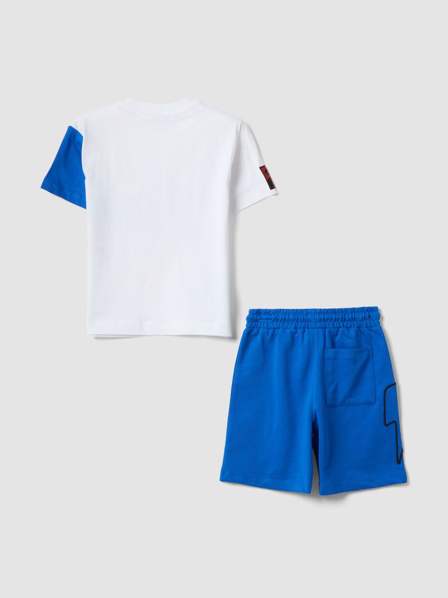 Blue and white pure cotton kids&rsquo; oversized-fit set with Sonic_1