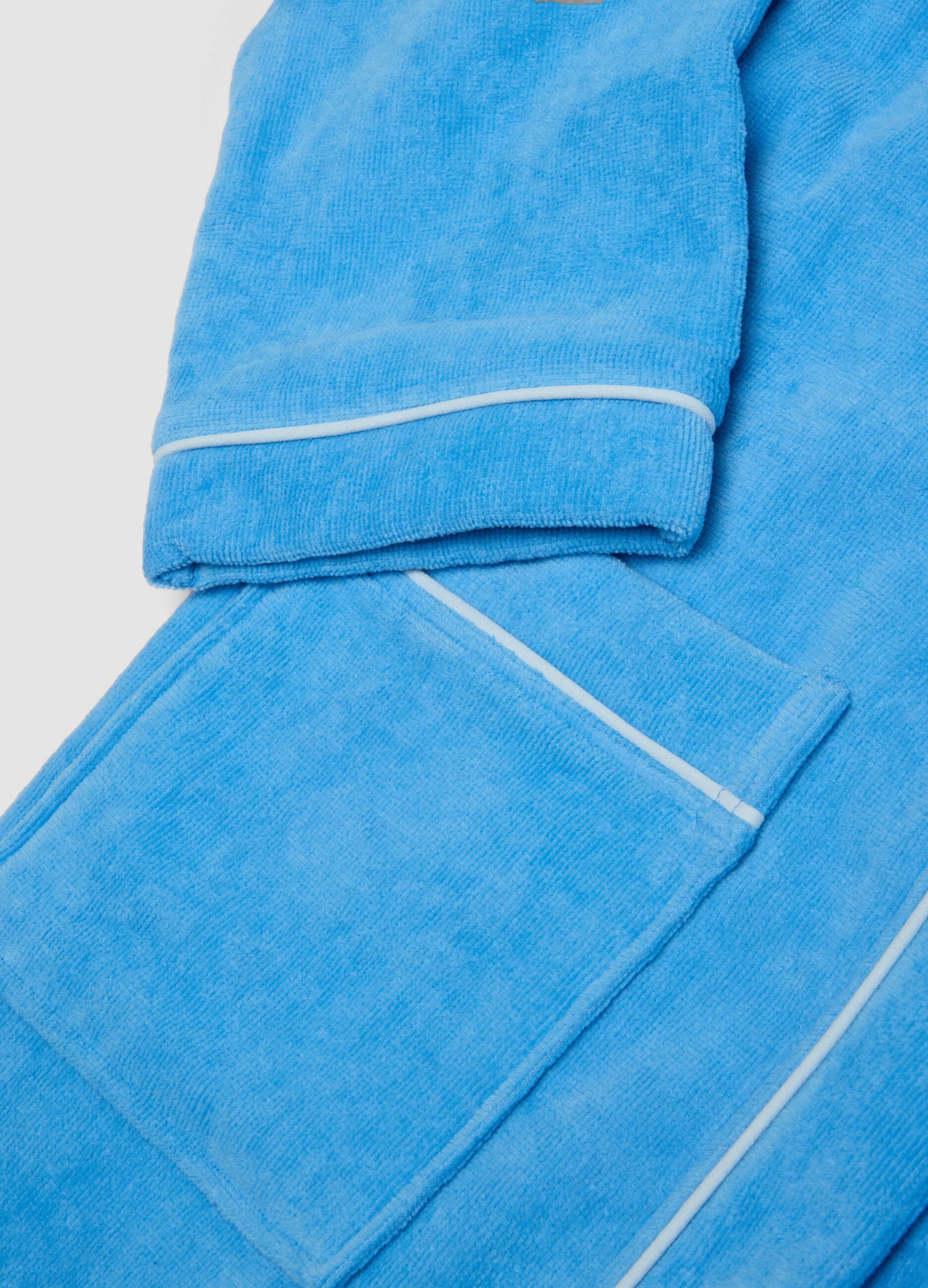 Blue organic cotton hooded bathrobe for boys