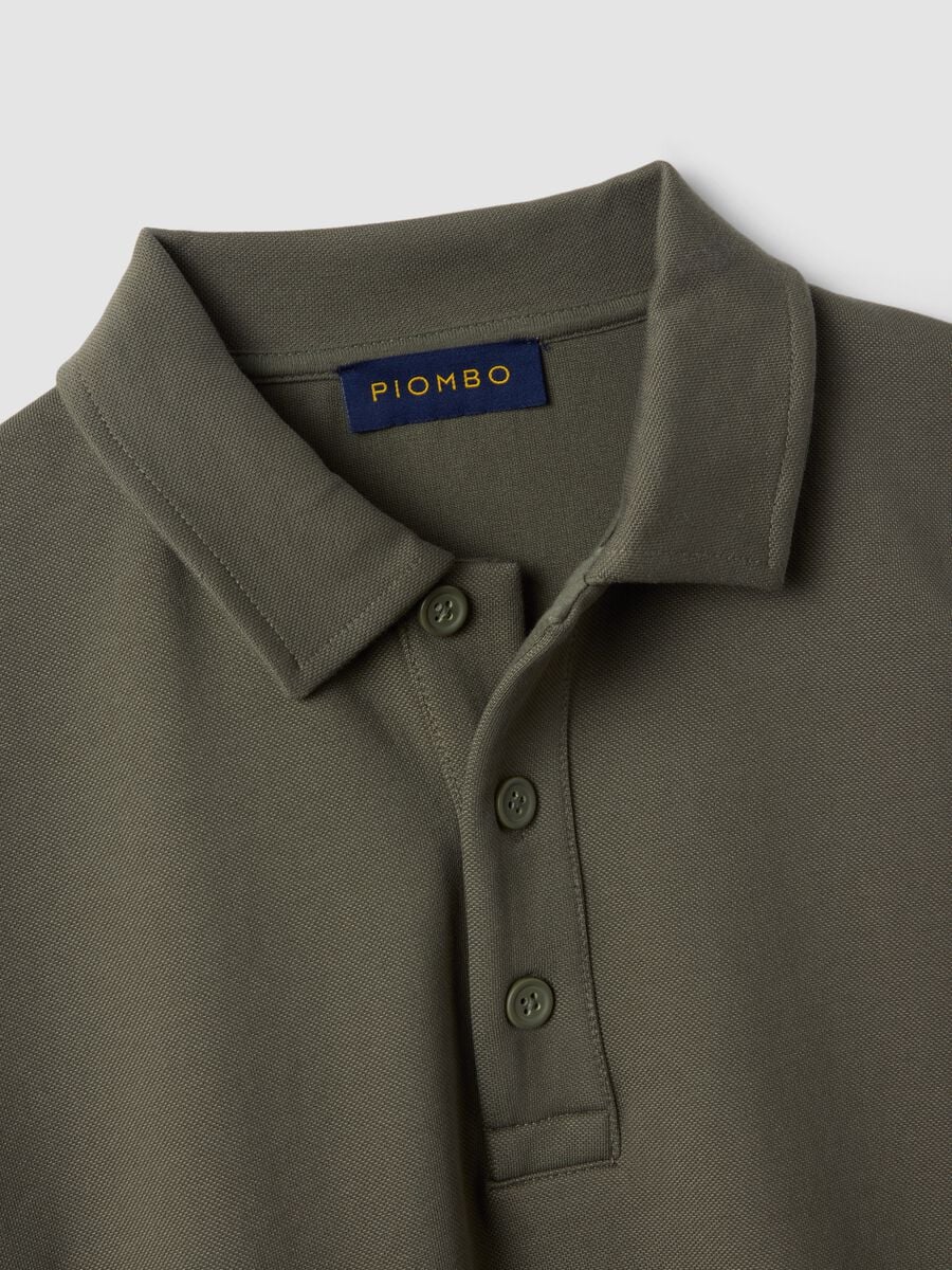 Sweatshirt verde em tecido el&aacute;stico com gola polo, corte relaxed_1