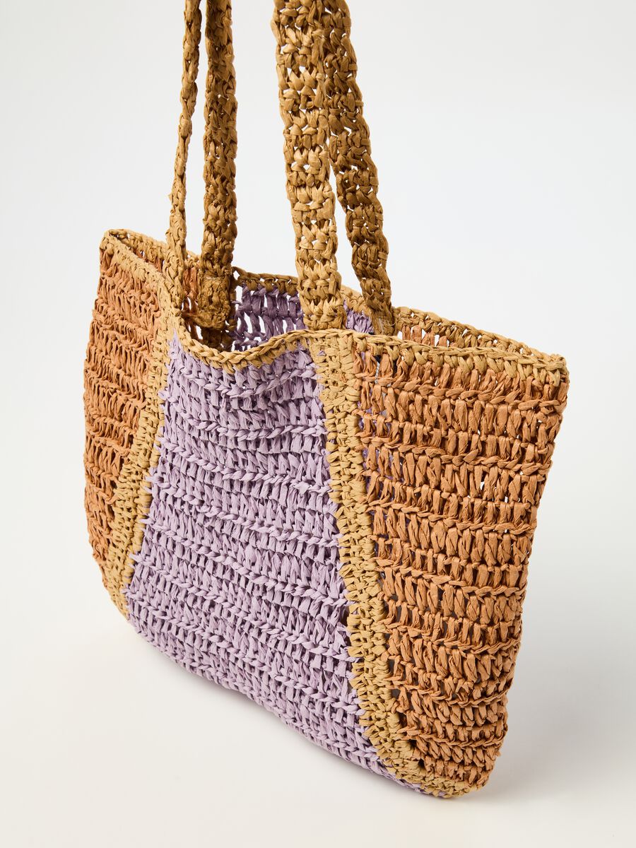 Two-tone straw shopping bag_1