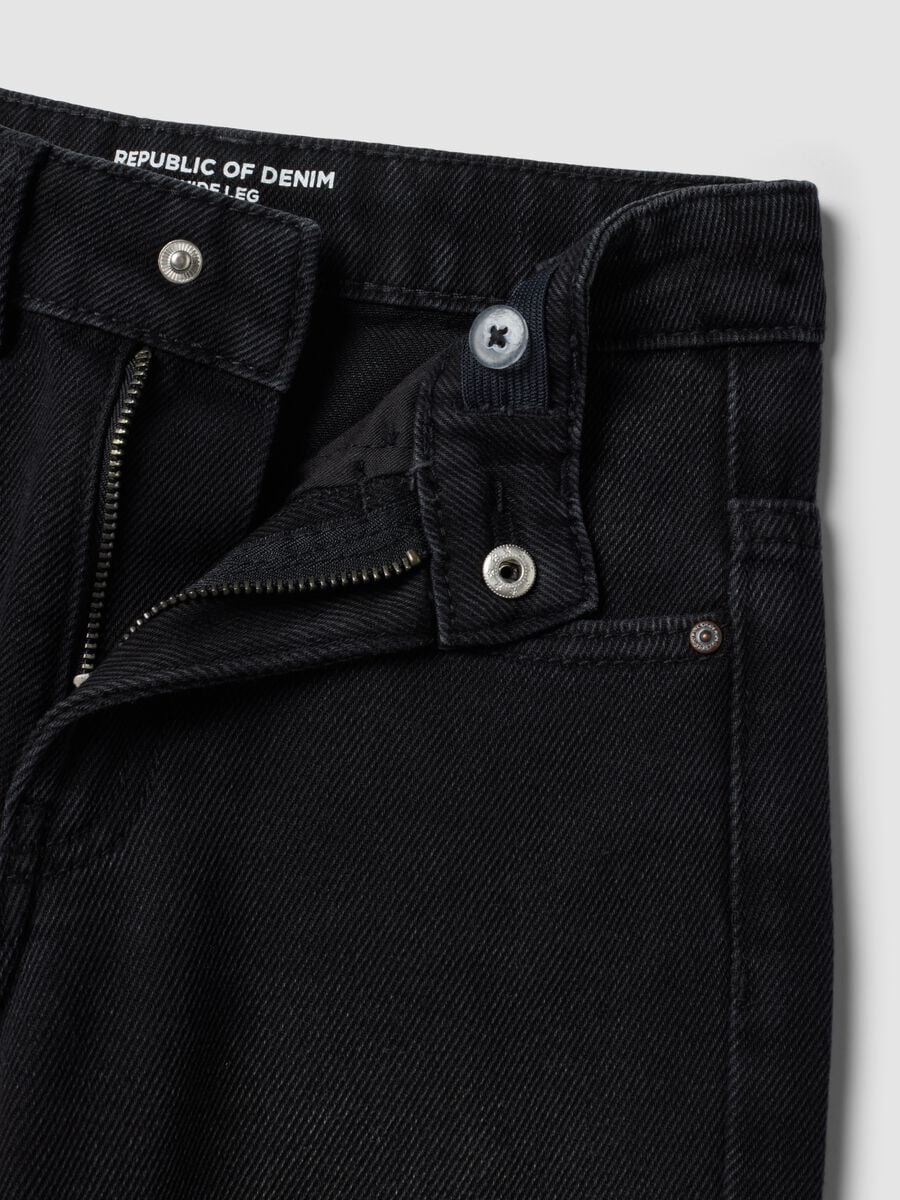 Jeans neri wide leg in misto cotone e viscosa per bambino_3