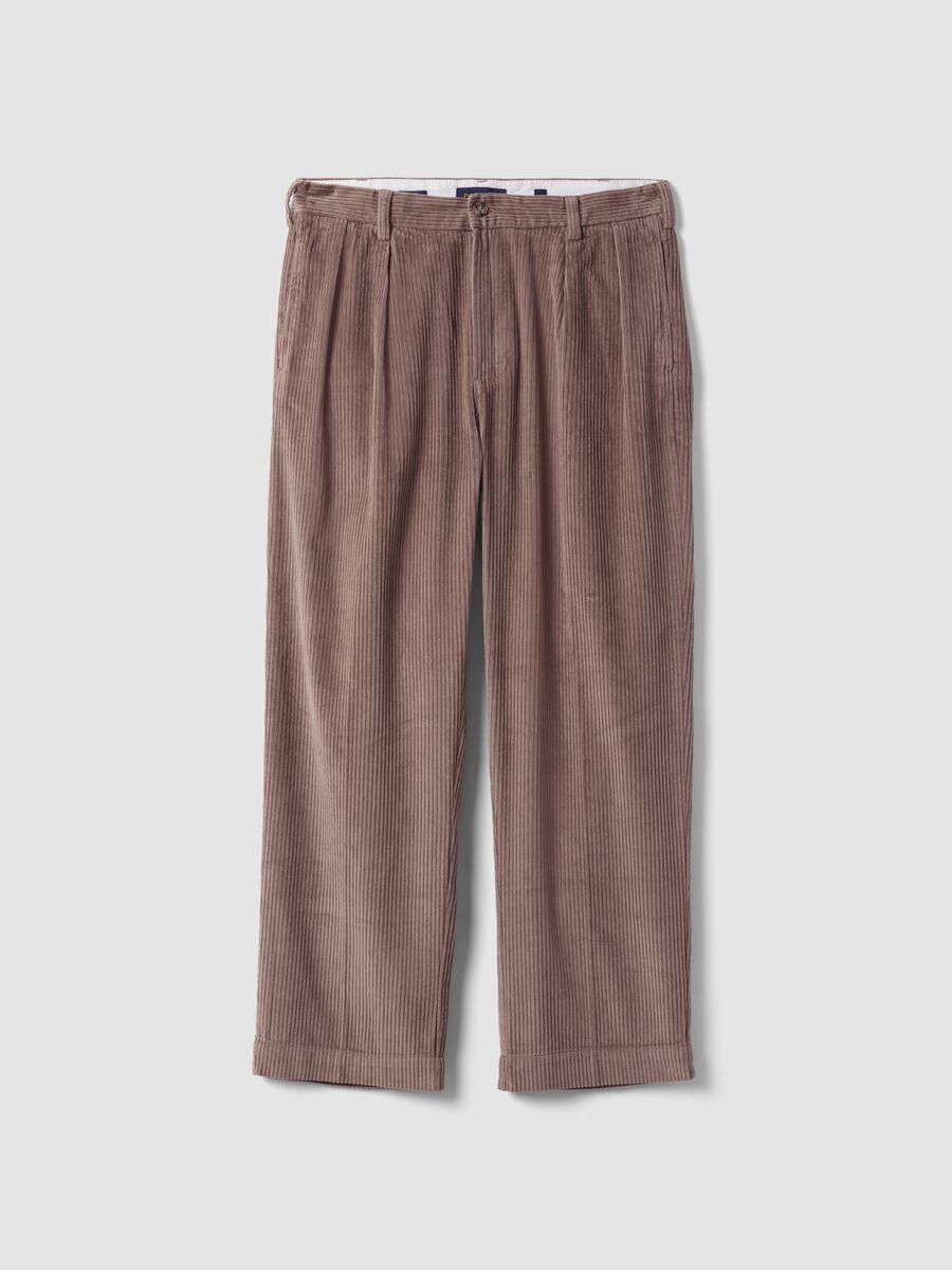 Brown pure cotton corduroy baggy-fit trousers_4