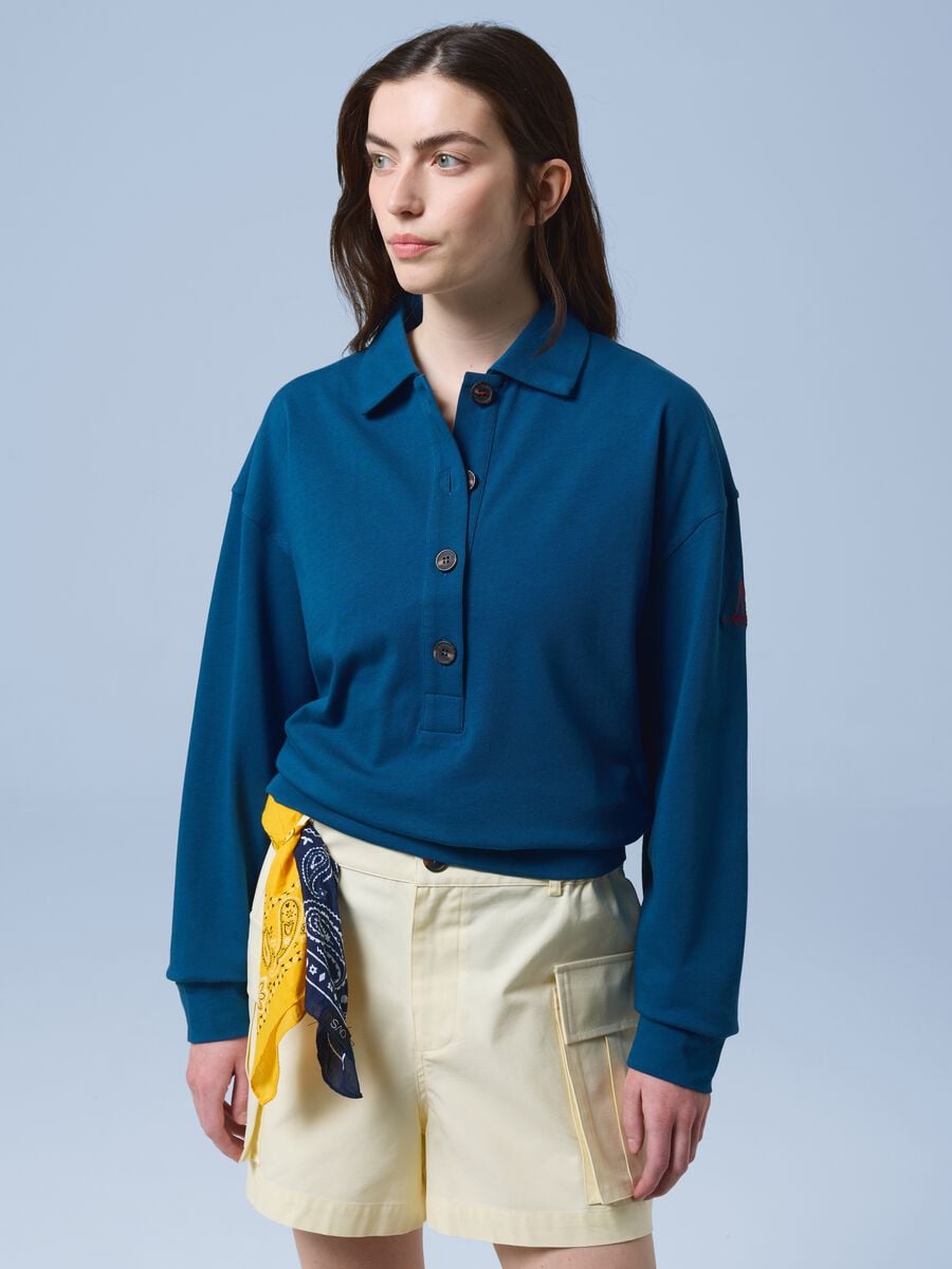 ALTAVIA SAILING Langarm-Poloshirt in Blau aus reiner Baumwolle_0