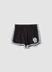 Shorts neri in puro cotone da ragazza slim fit con profili bianchi_0