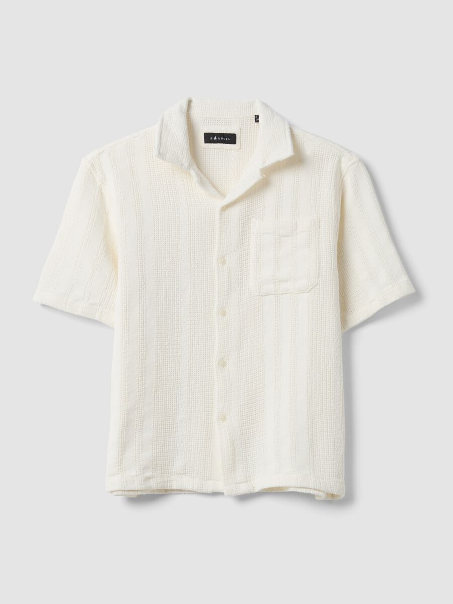 White short-sleeve pure cotton shirt_0