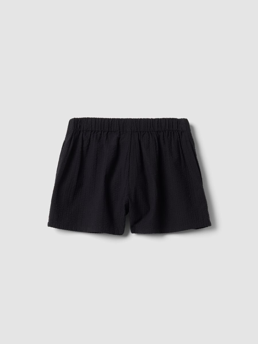 Black pure cotton shorts with elasticated waistband_1