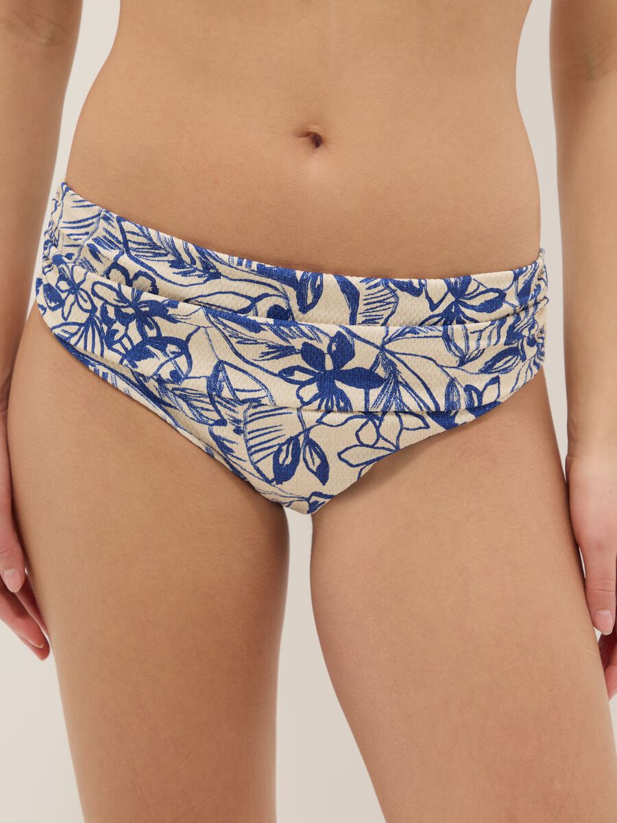 Blue and beige stretch bikini bottoms_1