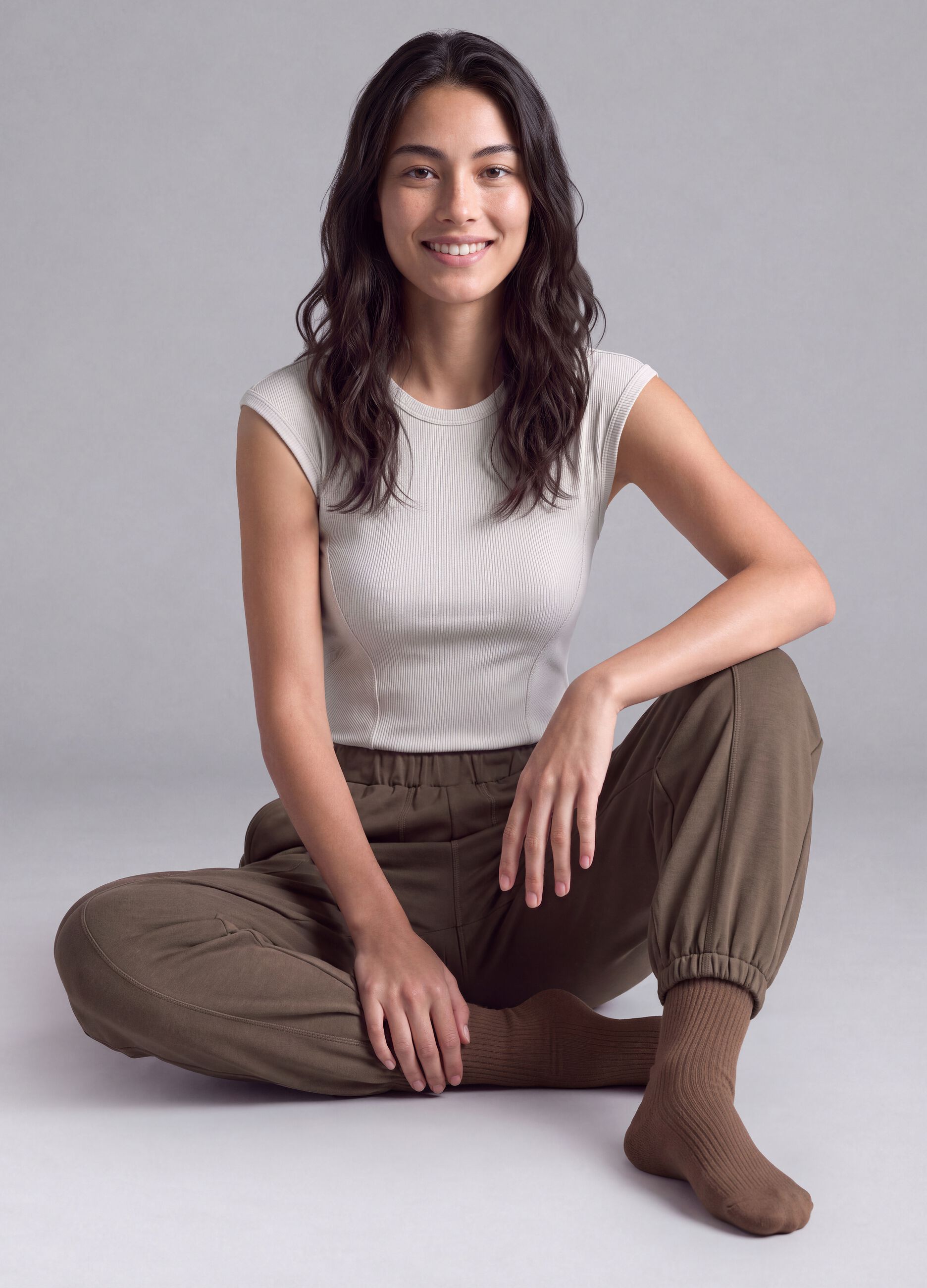 White stretch modal crew-neck T-shirt