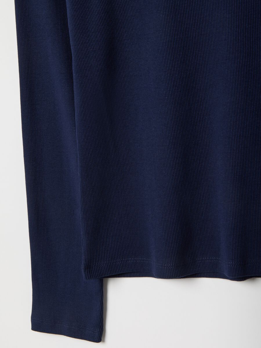 Blue long sleeve pure cotton t-shirt regular fit_5