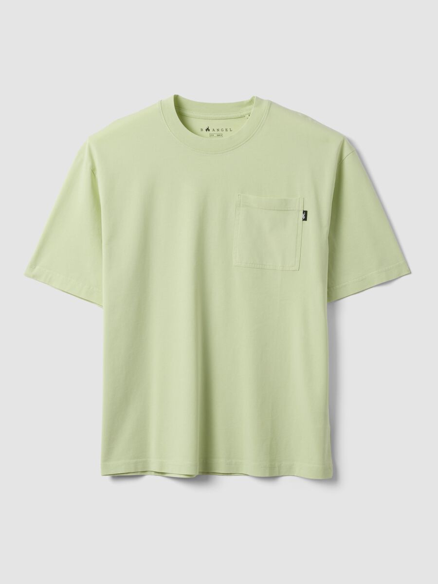 Green pure cotton T-shirt with chest pocket_4