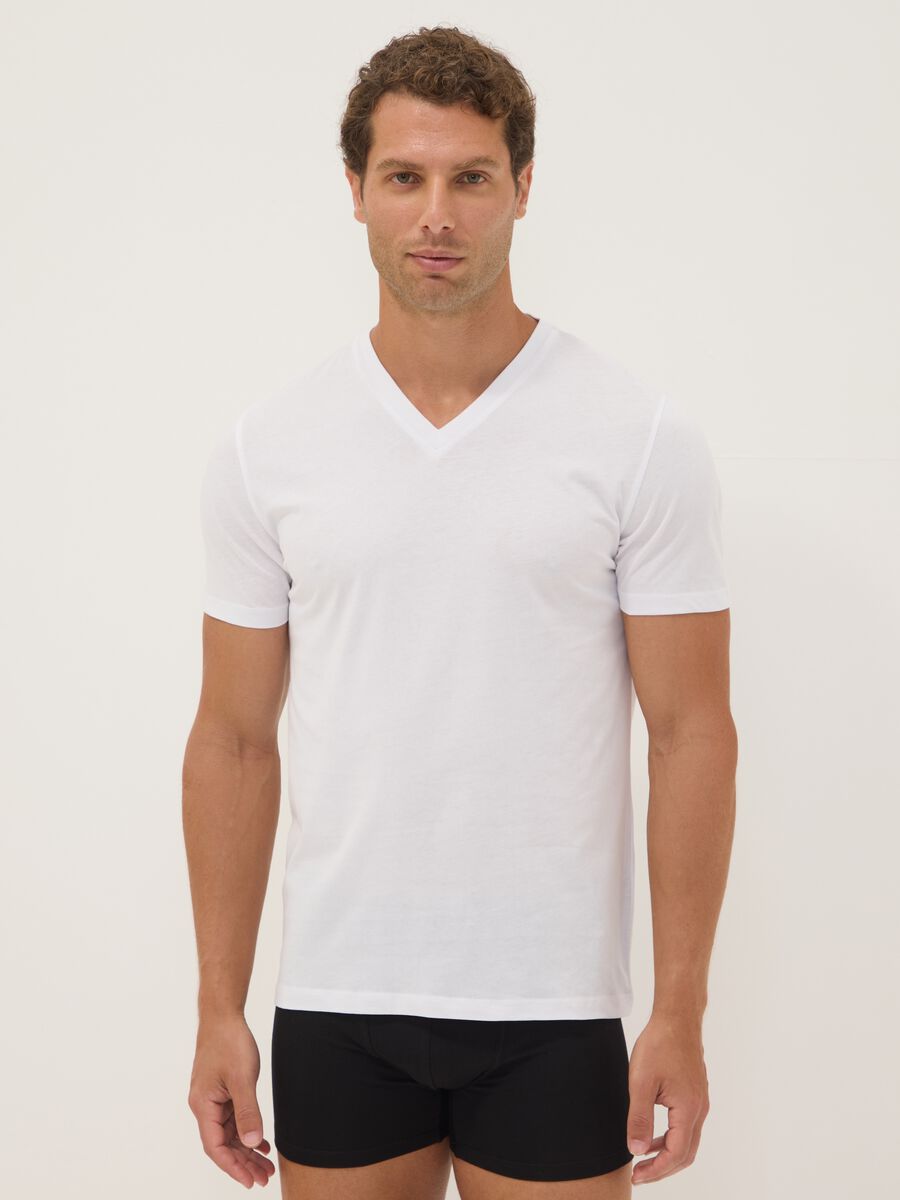 3er-Pack weisse T-Shirts aus Bio-Baumwolle mit V-Ausschnitt_0