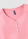 Pure cotton pink pyjama top with serafino neckline, regular fit_5