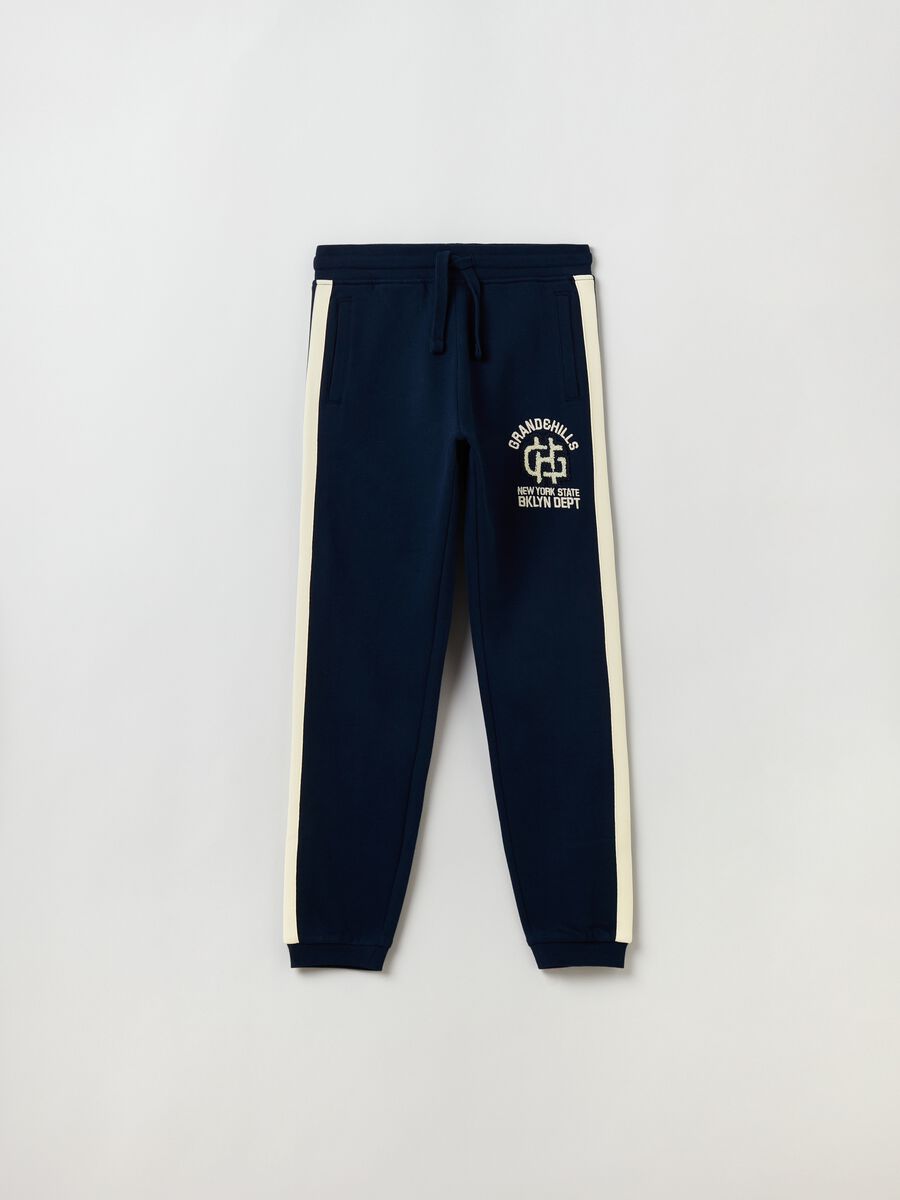 Joggers with side stripes and embroidered logo_0