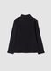 T-shirt nera in cotone elasticizzato con Collo rialzato_5