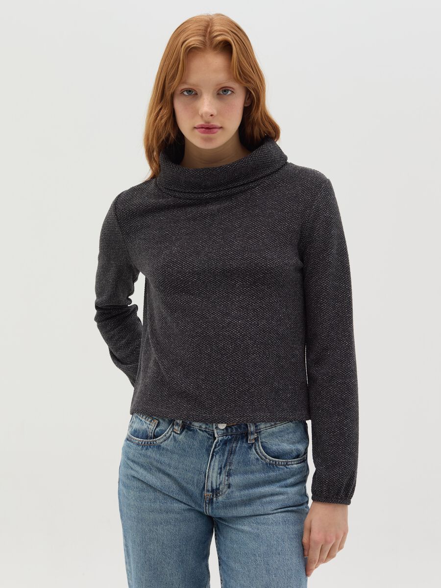 Two-tone top in lurex with cowl neck_0