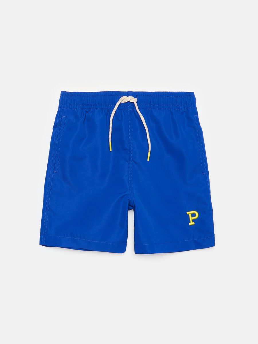 Swimming trunks with drawstring and logo embroidery_0