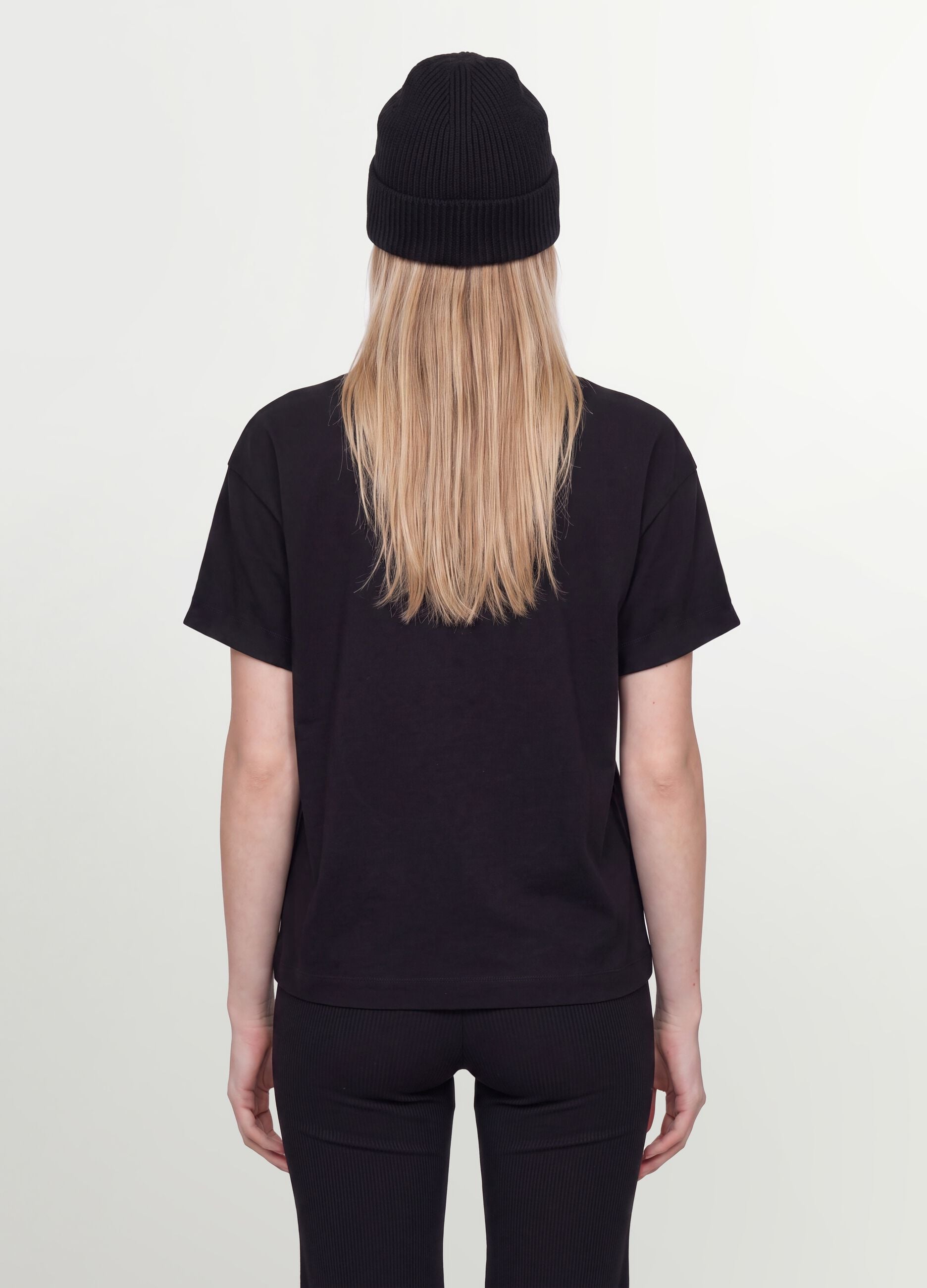 Black oversized pure cotton short-sleeve T-shirt