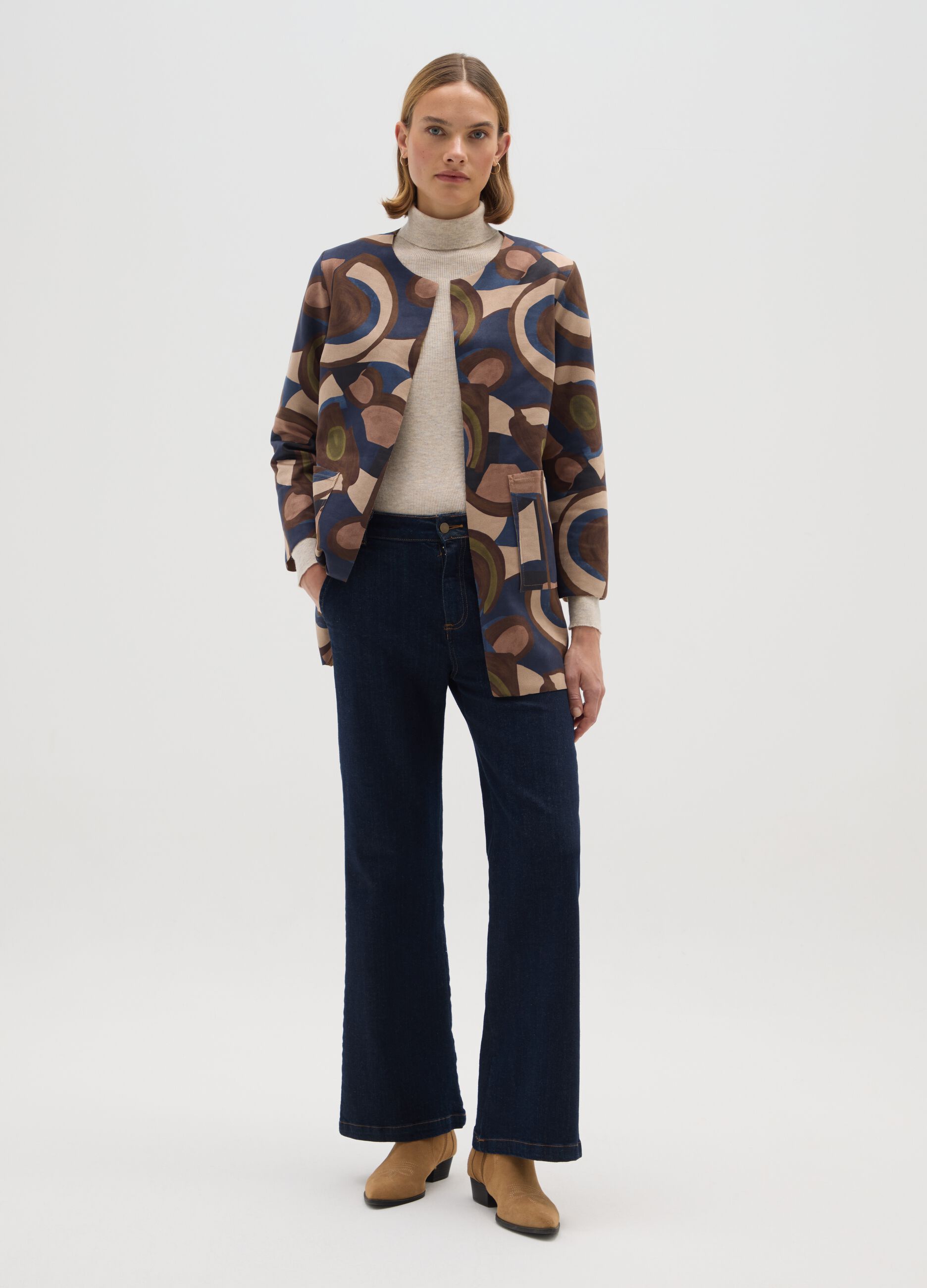 Multicolour Regular Fit Blazer with Pattern