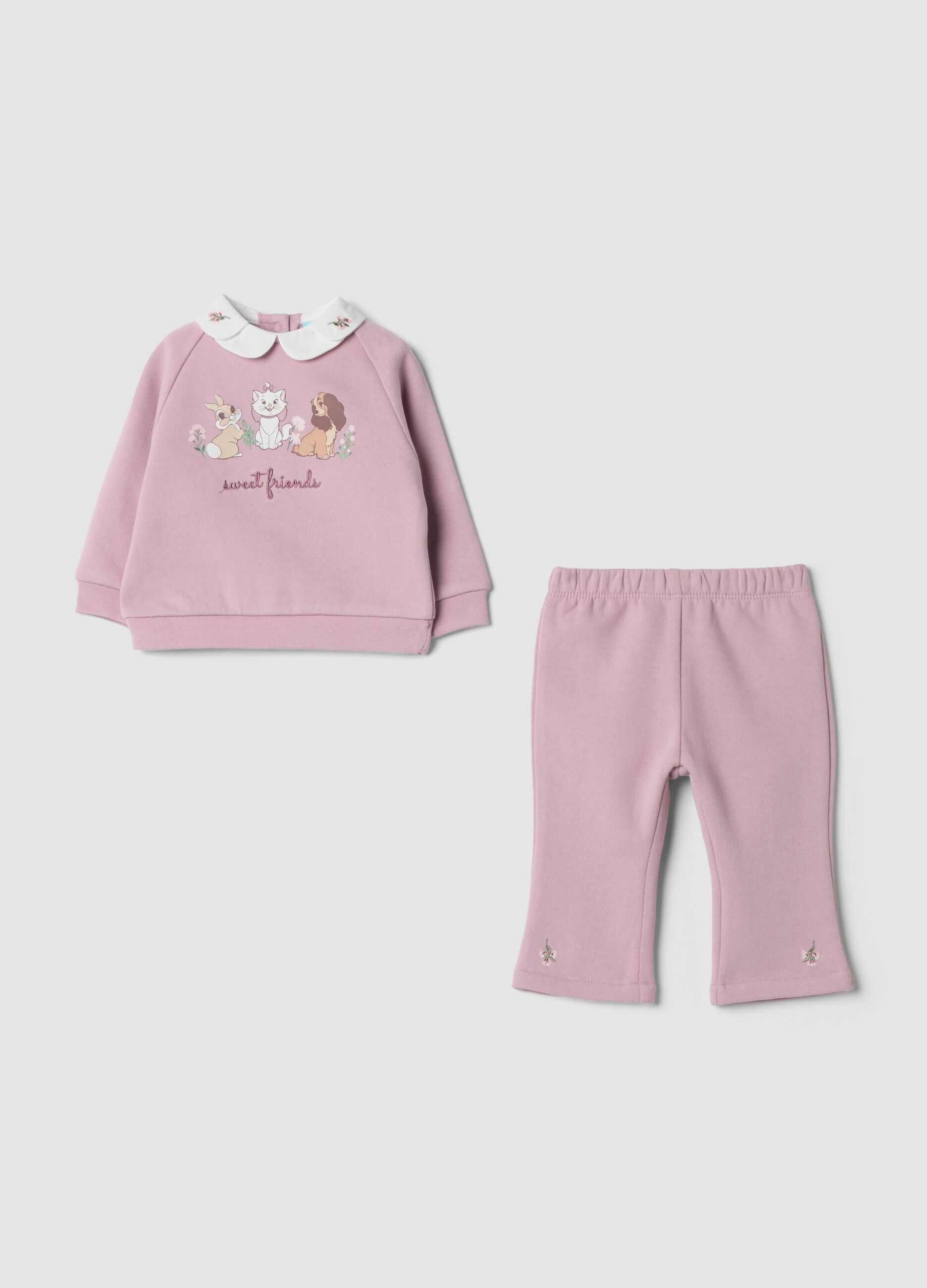 Purple organic cotton set with collar and Disney print