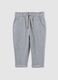 Grey regular fit stretch cotton trousers for girls_0