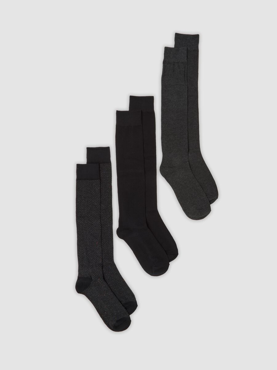 3-pack of long grey and black socks in stretch organic cotton_0