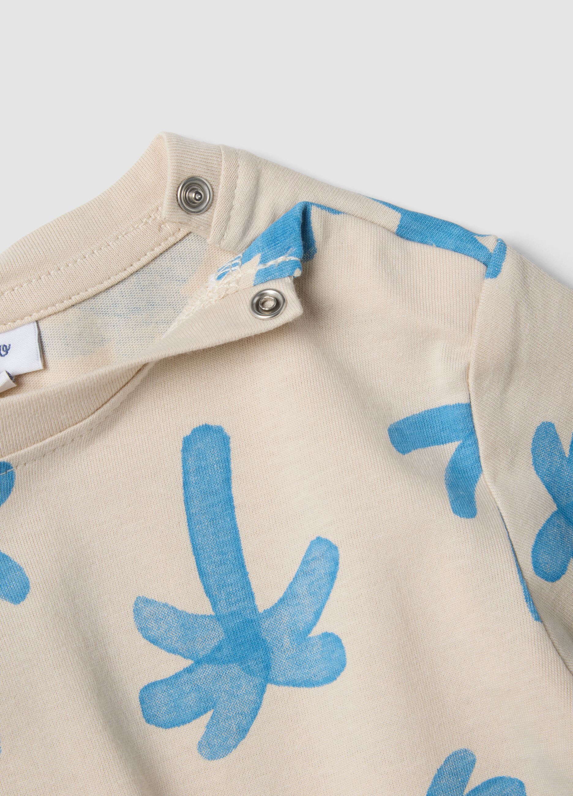 Beige organic cotton palm print T-shirt for boys