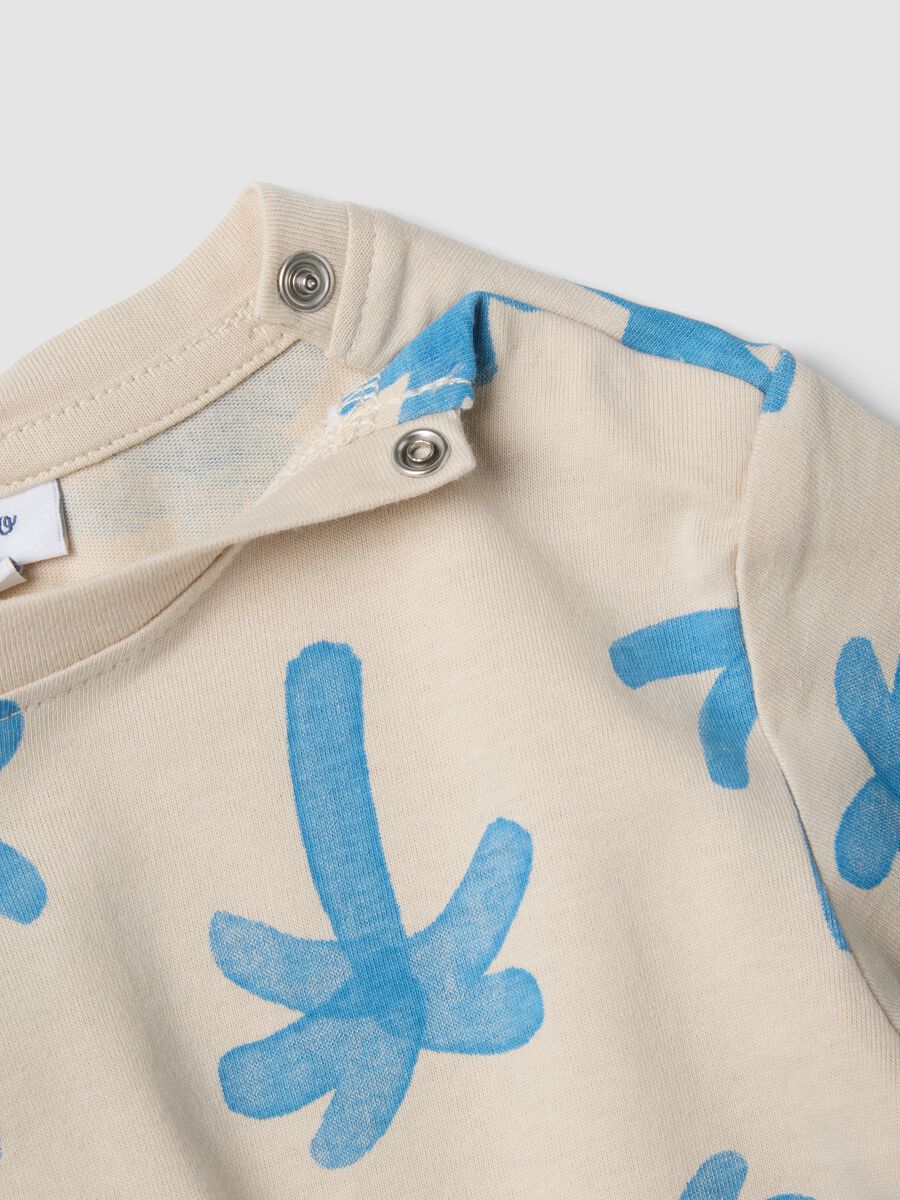 Beige organic cotton palm print T-shirt for boys_2