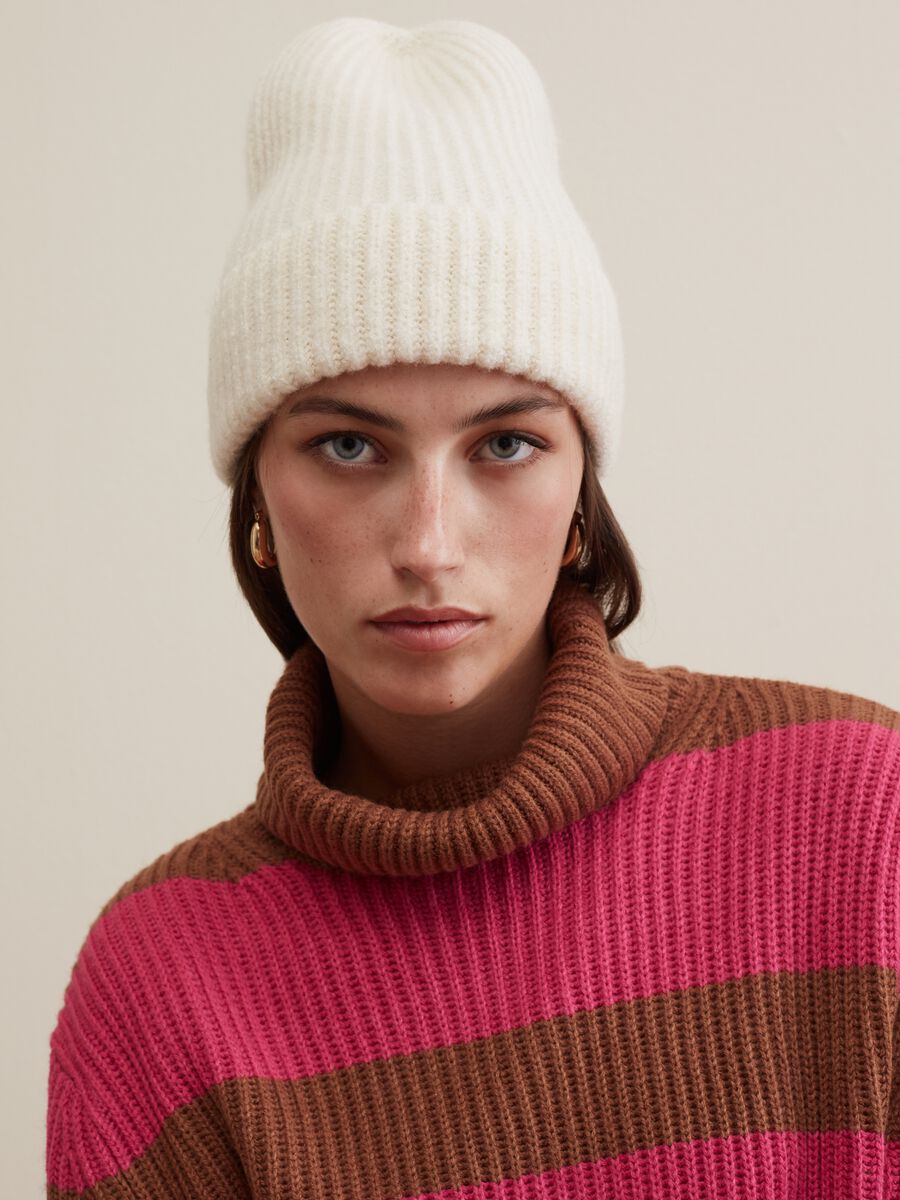 Flat-ribbed pullover with striped pattern_3