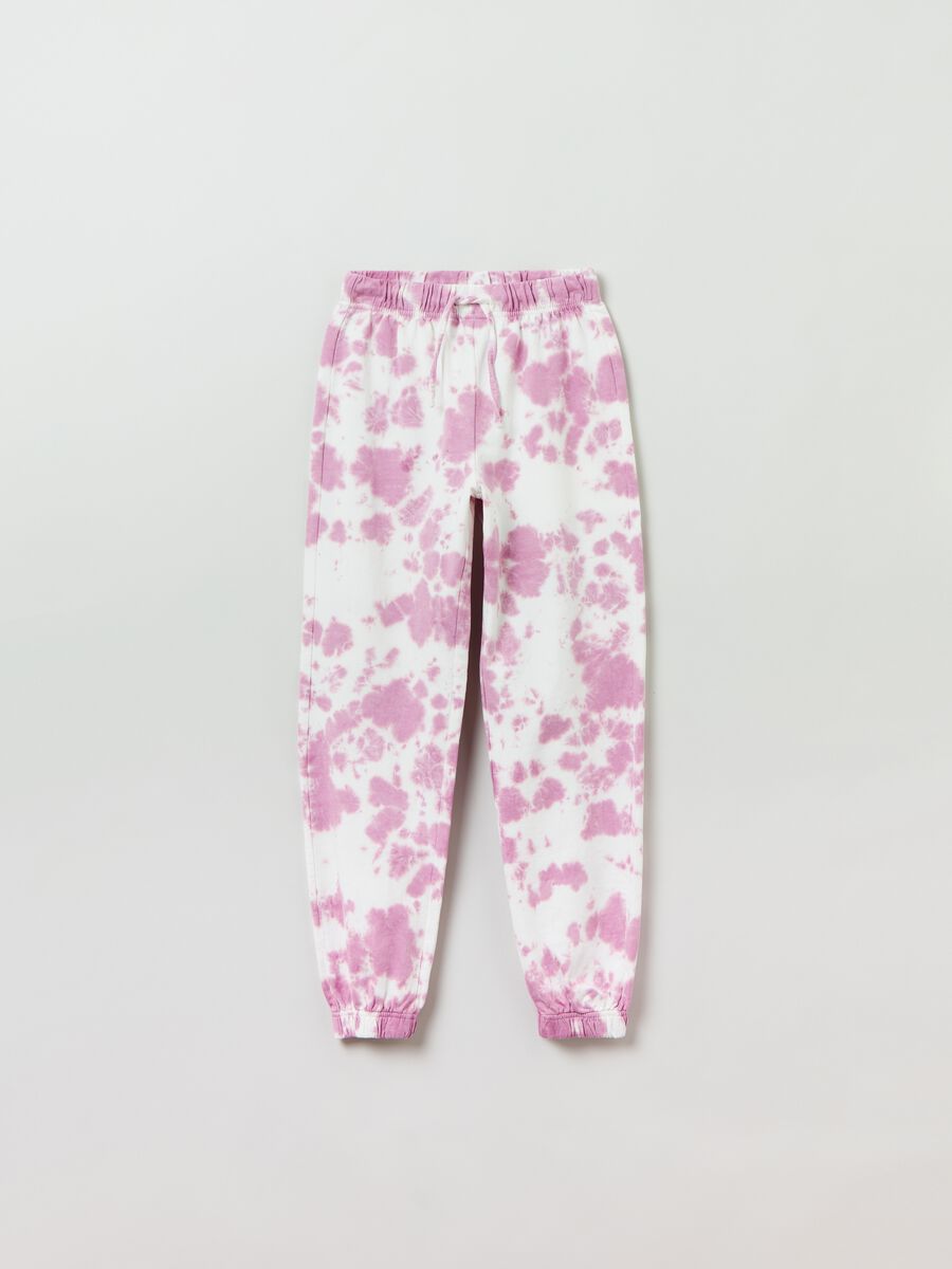 Cotton joggers with tie dye print_0