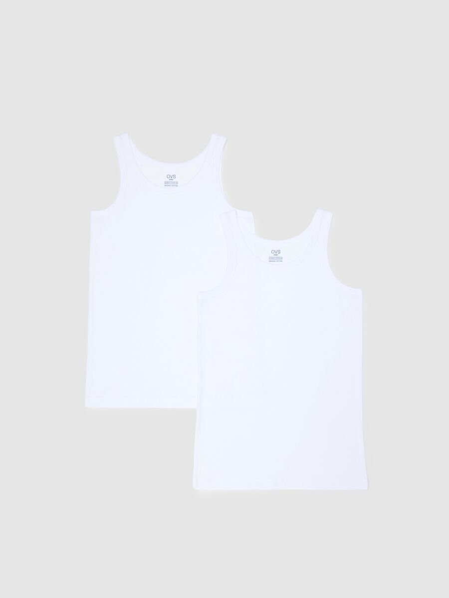 Zweierpack wei&szlig;e Jungenunterhemden aus reiner Baumwolle im Regular-Fit_0