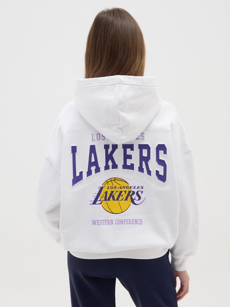 Λευκή φούτερ Lakers για κορίτσι με φαρδιά εφαρμογή από μίγμα βαμβακιού_1