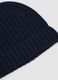Berretto blu navy in puro cashmere a coste_1