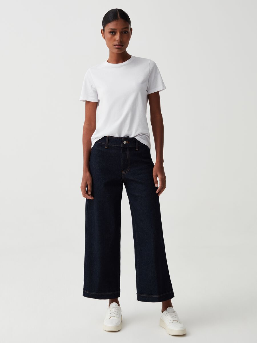 Wide-leg cropped jeans with turn-ups_0