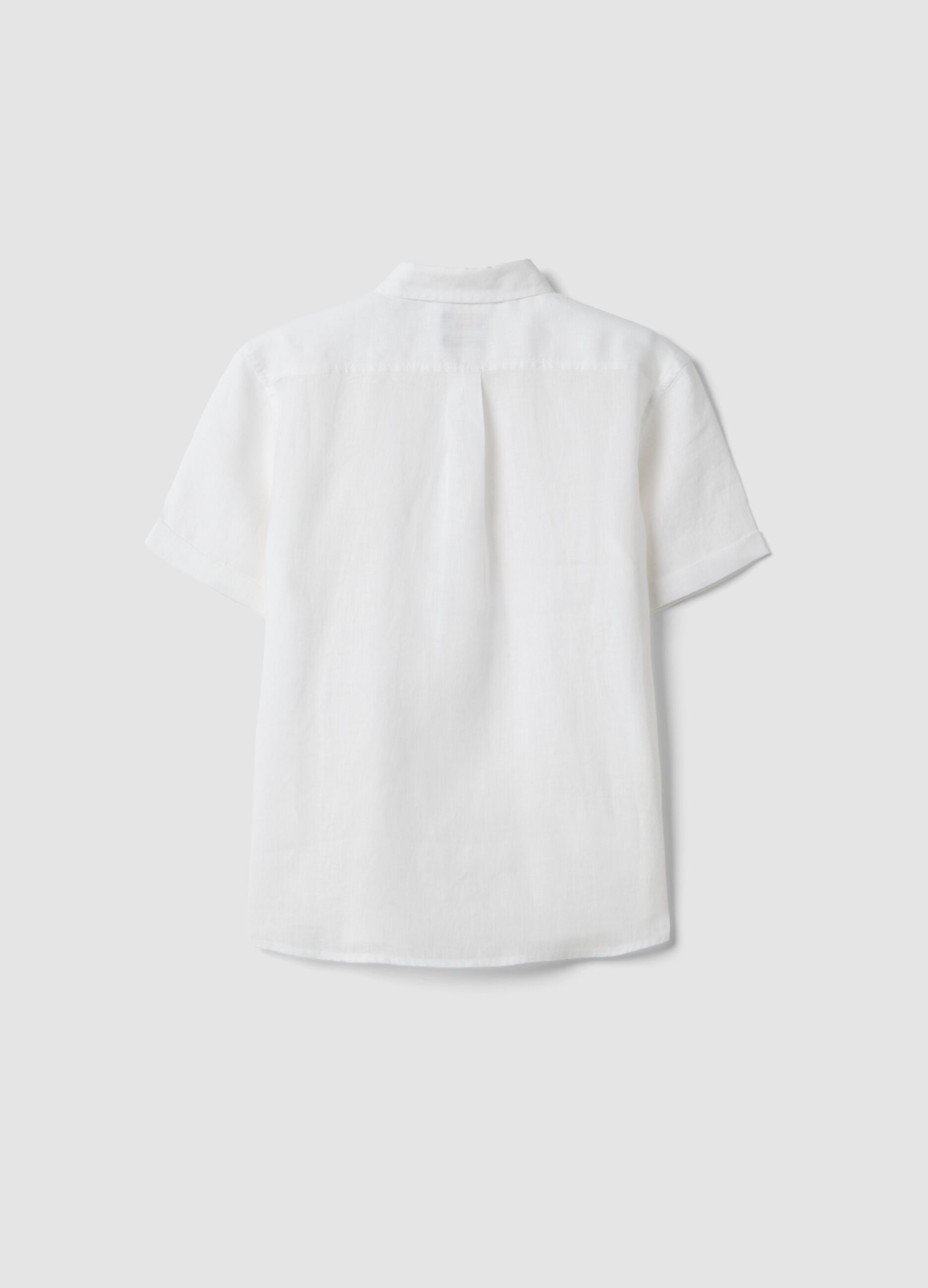 White pure linen oversized shirt for boys