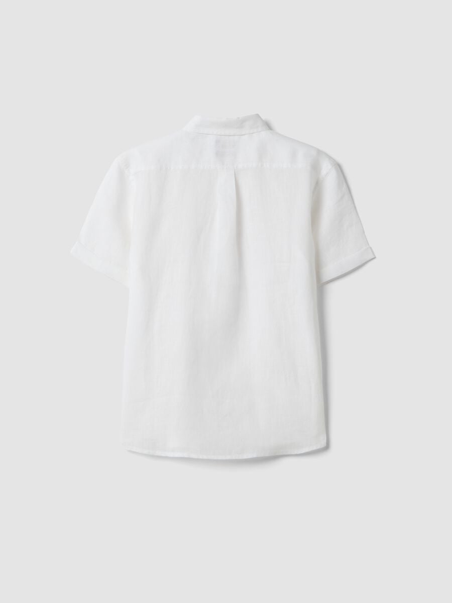 White pure linen oversized shirt for boys_1