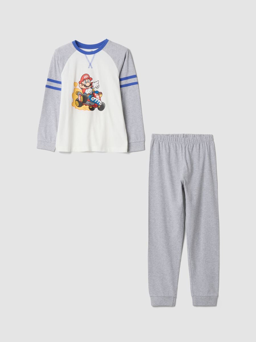 Marl grey organic cotton pyjamas with Mario Kart print_0